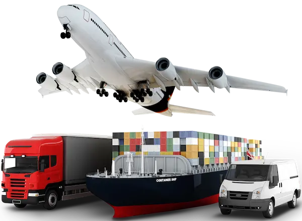FastShip value-added logistics services in Dubai featuring DDP shipping, secure warehouse storage, and a multimodal fleet including planes, cargo ships, and freight trucks.