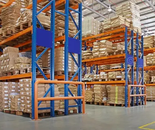 Secure warehouse storage in Dubai featuring organized pallet racking and professional inventory management for UAE to Saudi Arabia shipping
