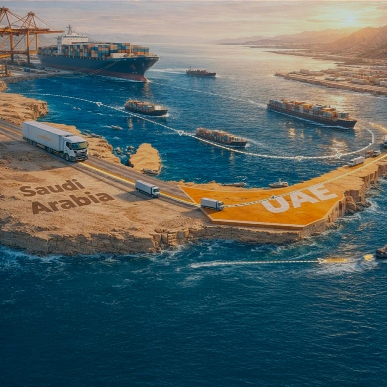 Cargo shipping from Dubai to Saudi Arabia showcasing freight transport and GCC trade logistics
